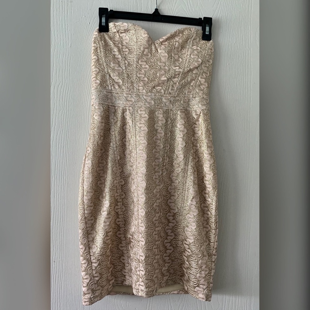 Gold strapless dress